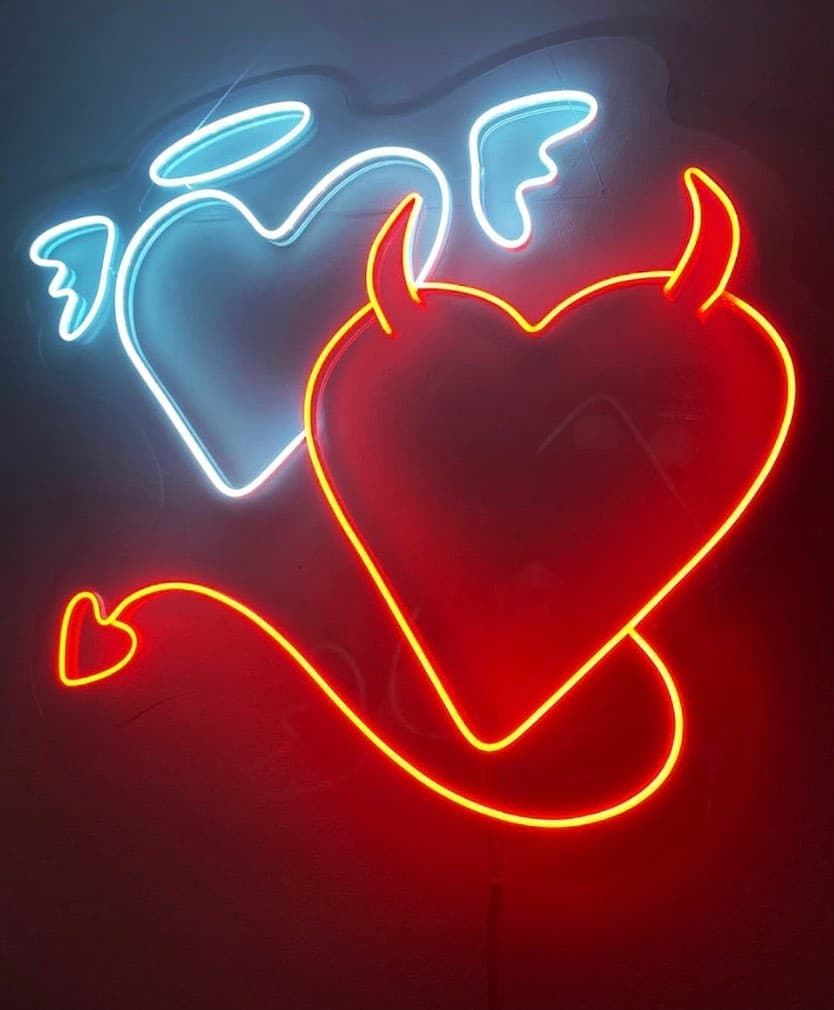 Neon Decorative Angels & Demons — semn neon personalizat realizat de Lightify
